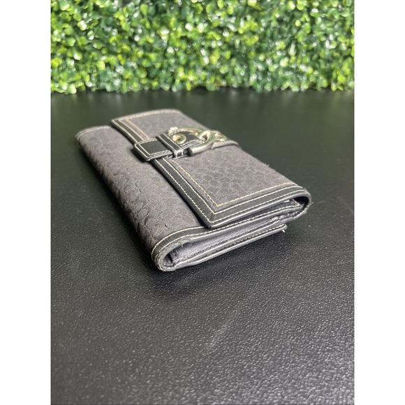 Vintage Coach Black Signature Soho Buckle Trifold  Wallet - Picture 1 of 7